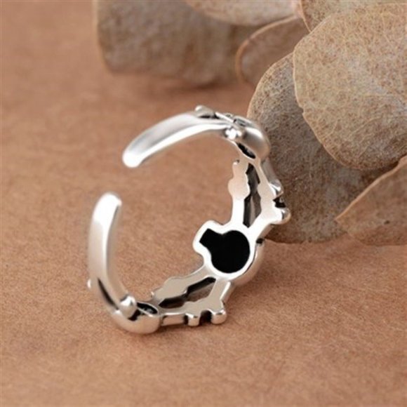 2/$25 Skull & crossbones 925 Sterling Silver Ring Goth Cuff ring layer or stack - Picture 3 of 4